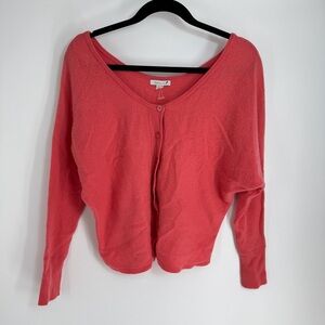Garnet Hill Cashmere Boat Neck Long Sleeve Button Up Cardgian